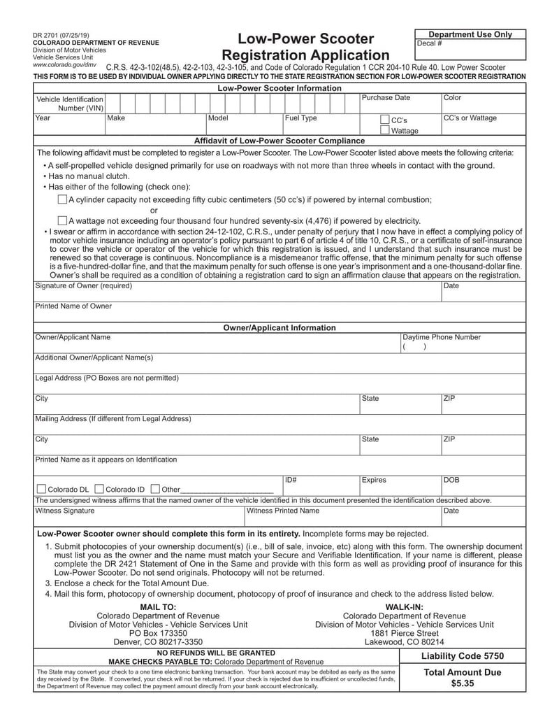 Large thumbnail of Form DR 2701 (2019)