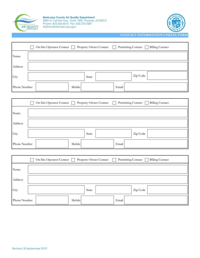 Thumbnail of Contact Information Update Form - Sep 2019 - page 1