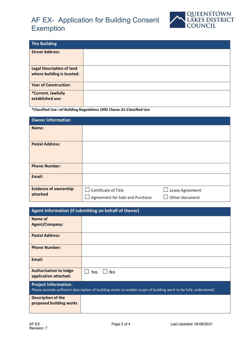 Large thumbnail of AF EX Application for Building Consent Exemption - Nov 2022