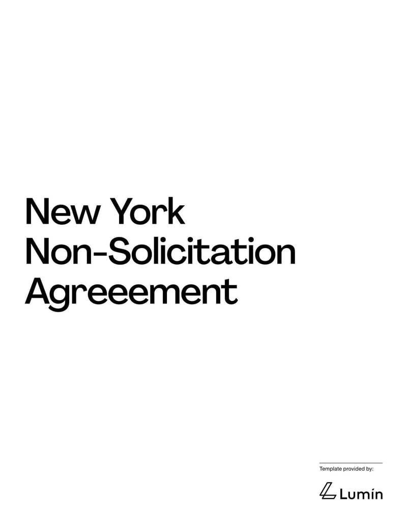 Non-Solicitation Agreement New York for preventing the solicitation of employees or clients under New York legal guidelines