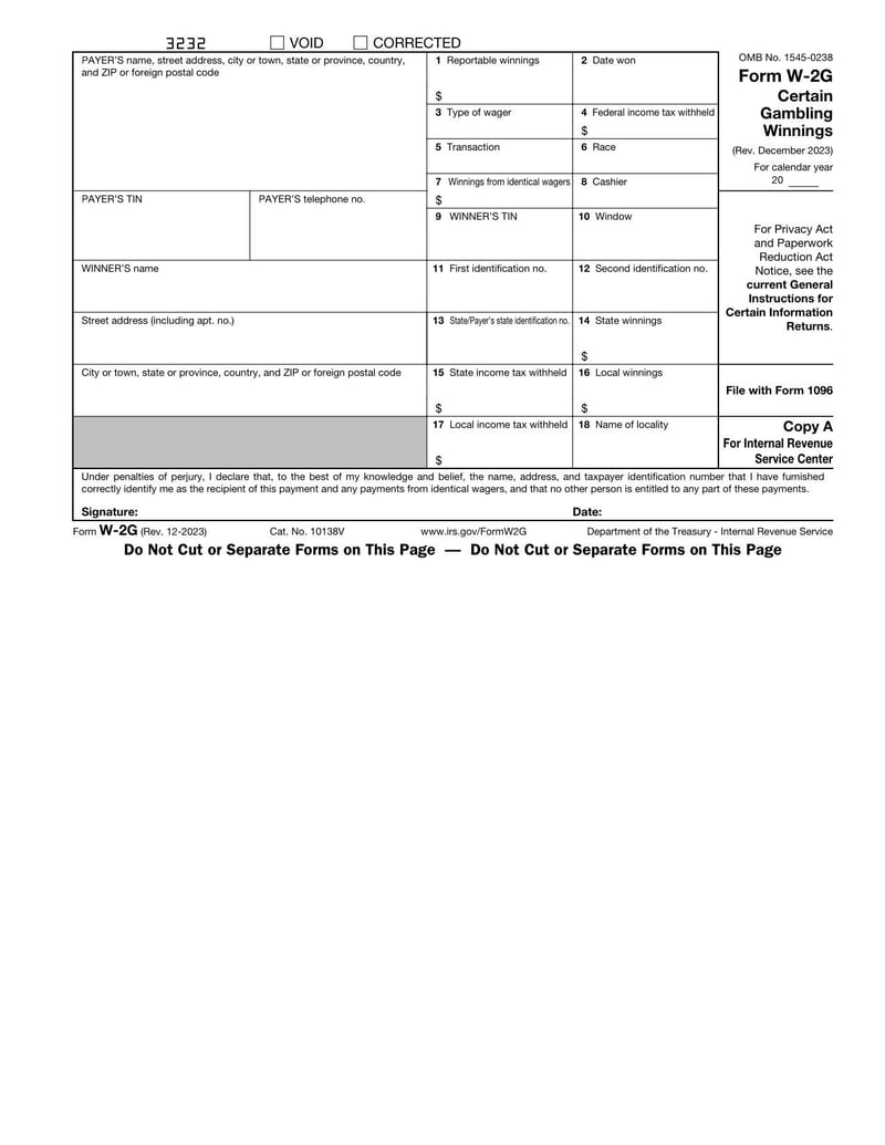 Large thumbnail of Form W-2G - 2023