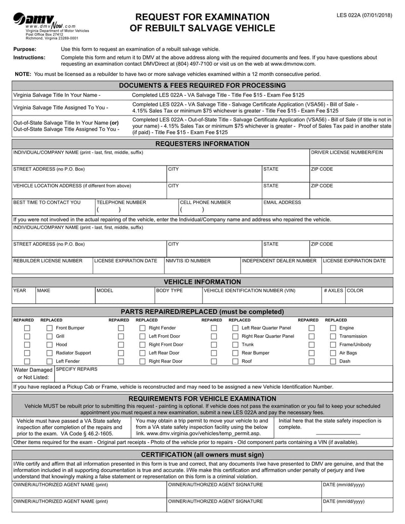 Large thumbnail of Form LES 022A