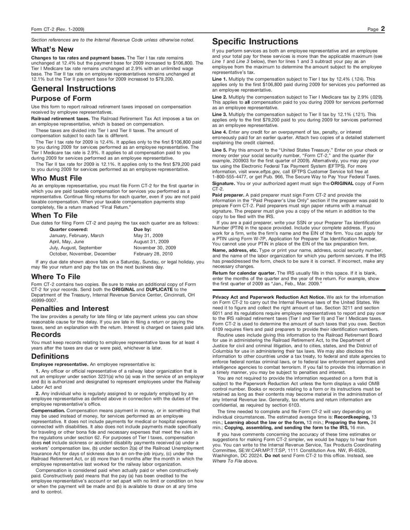 Large thumbnail of Form CT-2 - Jan 2009