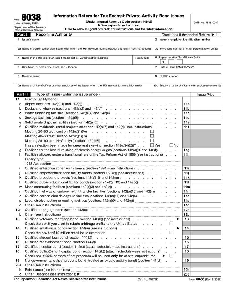 Large thumbnail of Form 8038 - Feb 2022