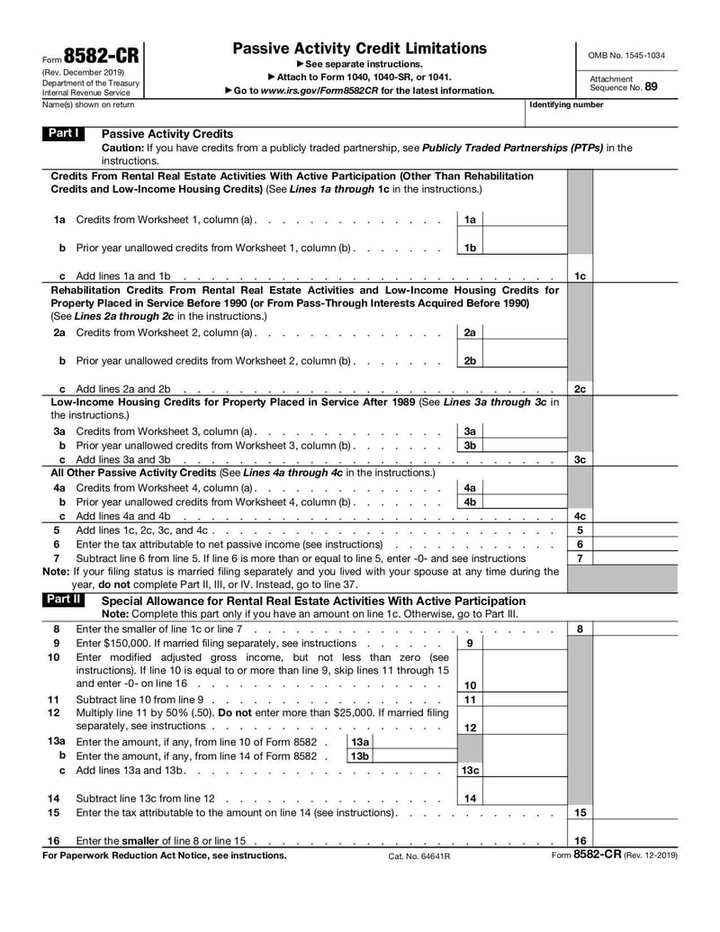 Large thumbnail of Form 8582-CR - Dec 2019