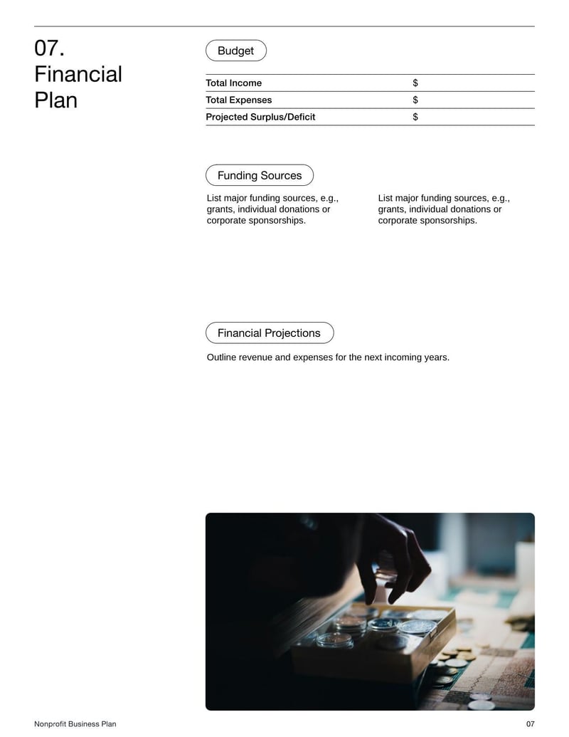 Nonprofit Business Plan Template for mission-driven organizations seeking funding and growth