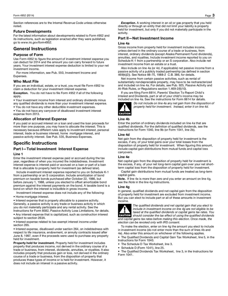 Large thumbnail of Form 4952 - Jan 2014