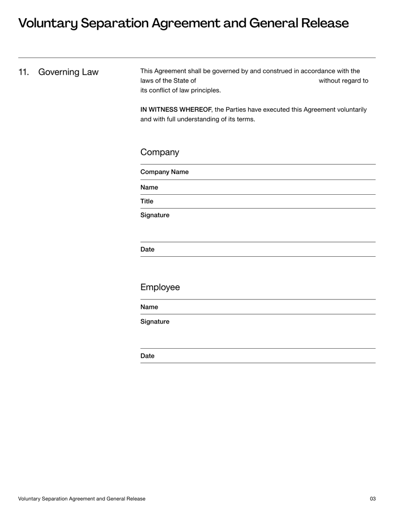 Voluntary Separation Agreement Template for finalizing employee resignations and severance