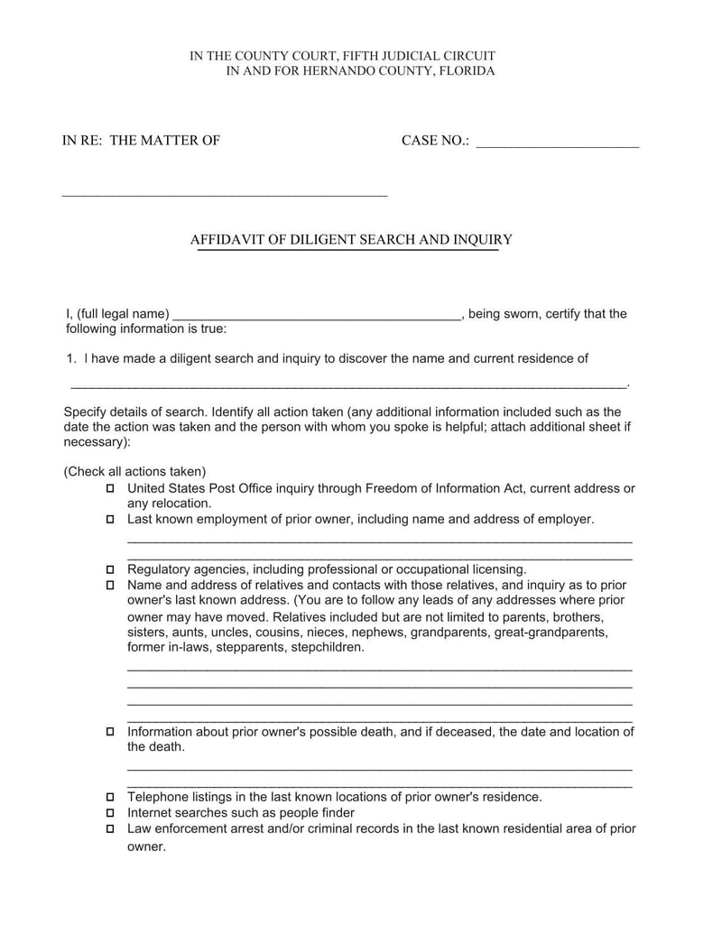 Large thumbnail of Hernando County Affidavit Vehicle Title Application