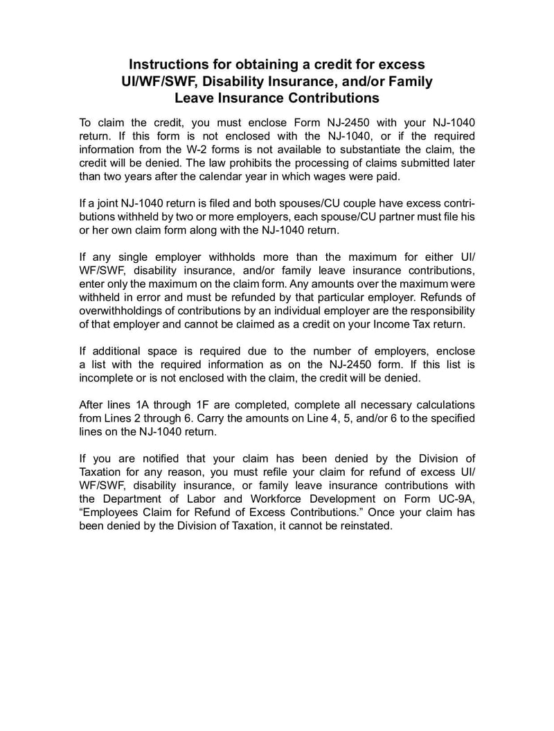 Large thumbnail of Form NJ 2450 - Feb 2019