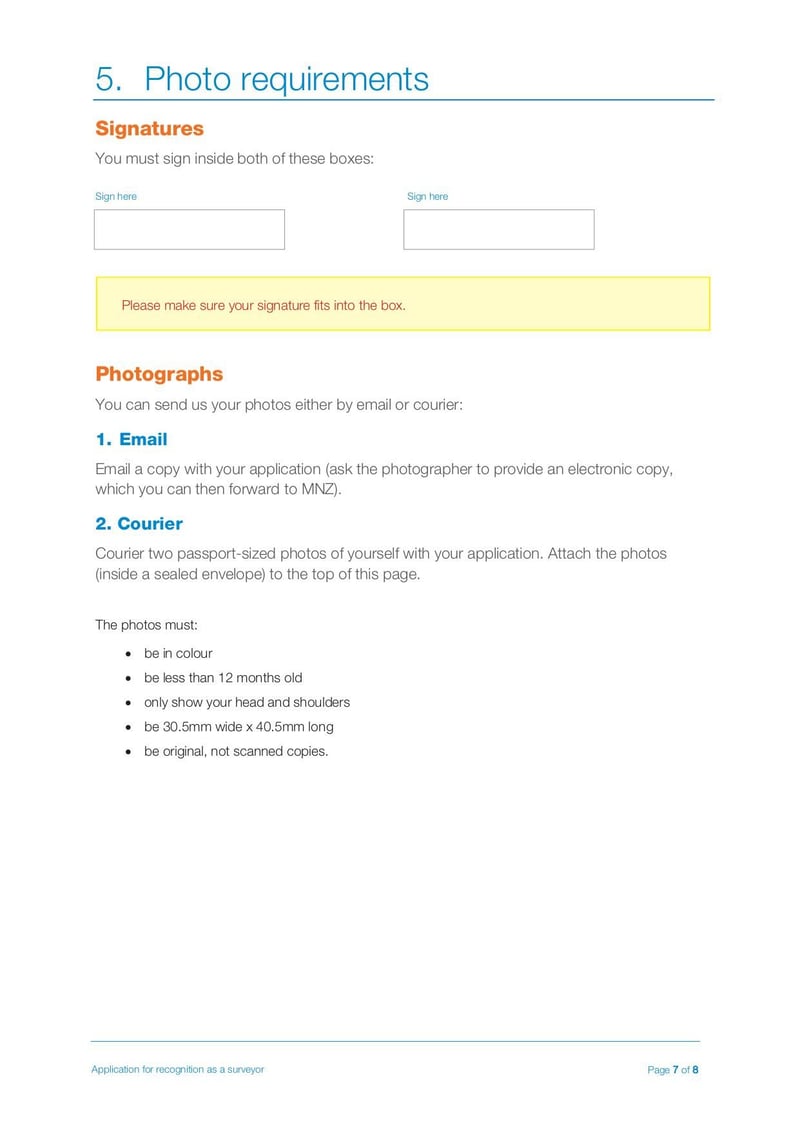 Thumbnail of Application for Recognition as a Surveyor MNZ Form - Aug 2019 - page 6