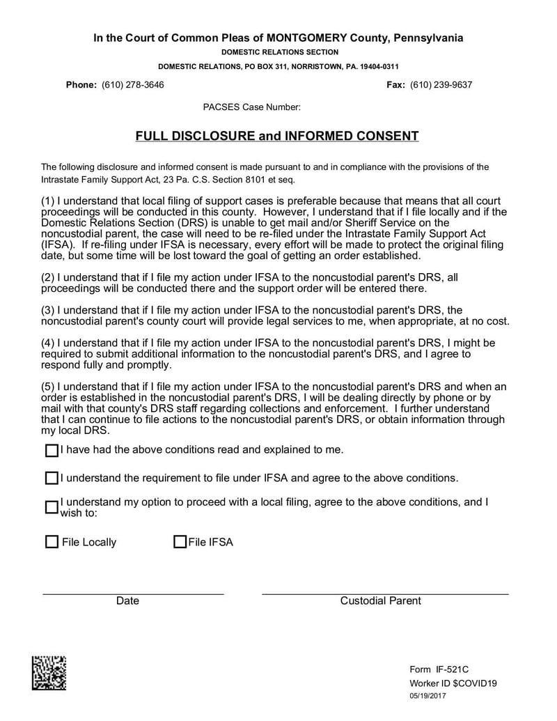 Thumbnail of Form IF-521C Full Disclosure and Informed Consent - May 2020 - page 0