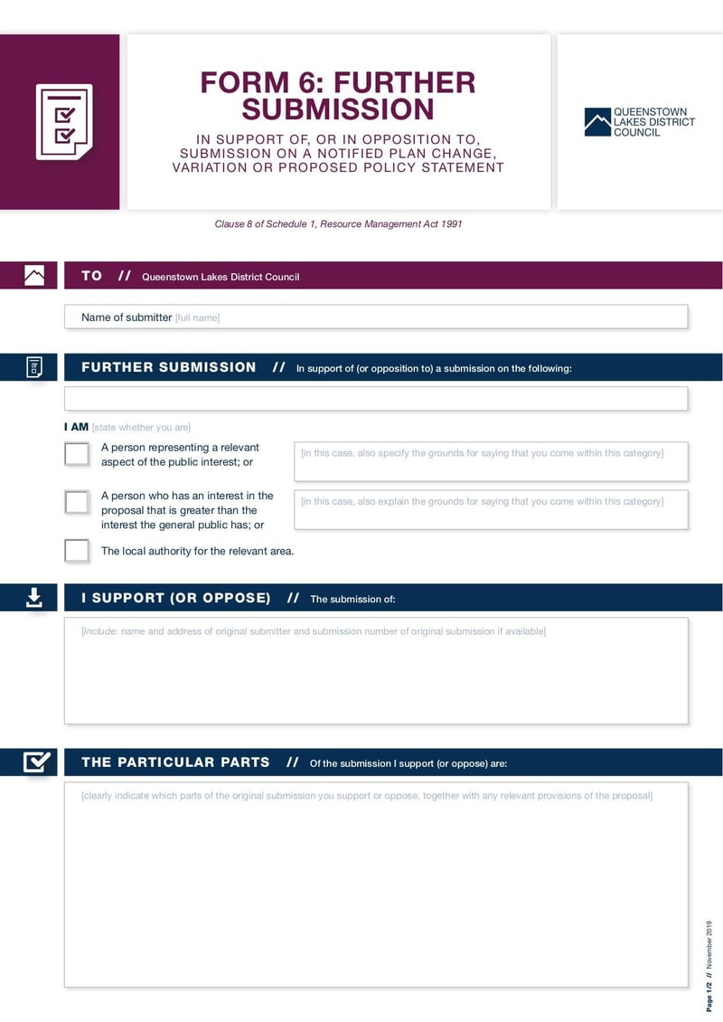 Large thumbnail of QLDC Form 6 Further Submission - Nov 2019