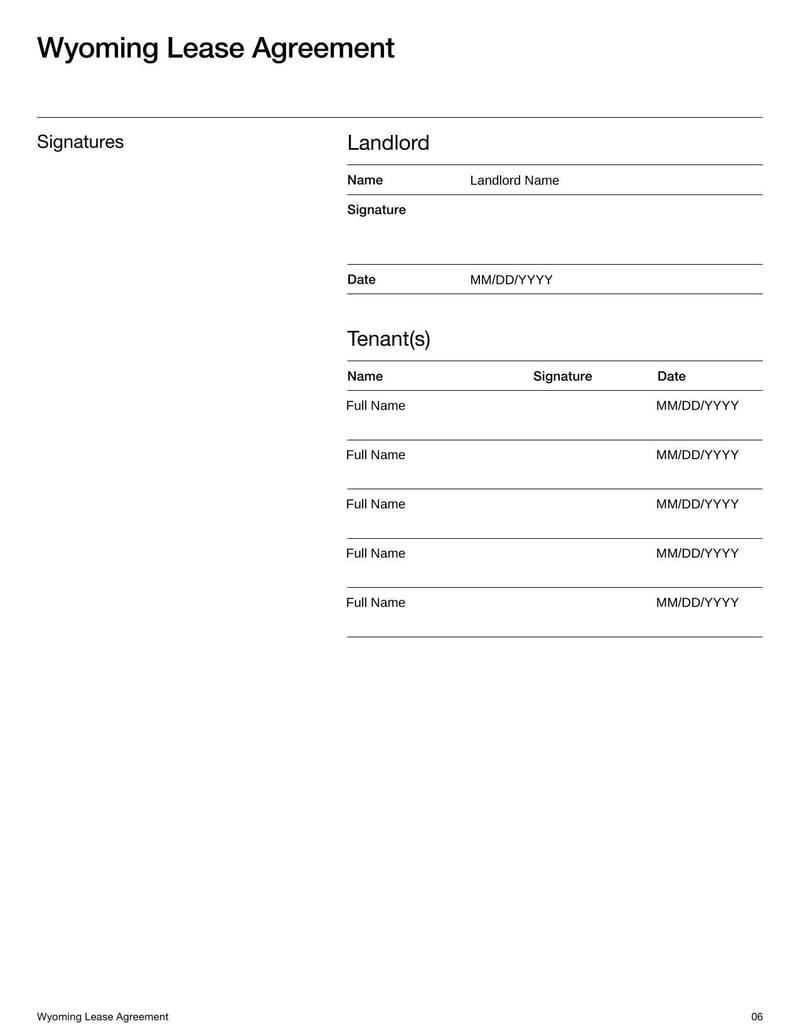 Large thumbnail of Wyoming Lease Agreement Template