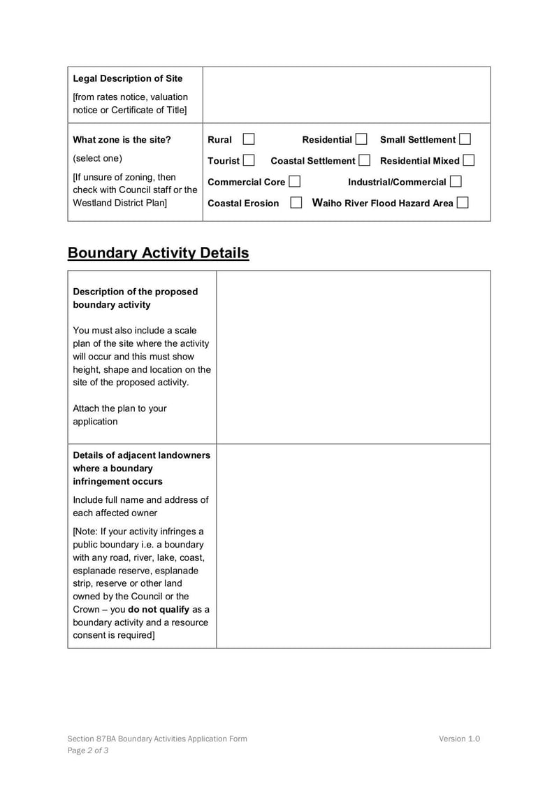 Large thumbnail of Boundary Activity Application Form - Nov 2017