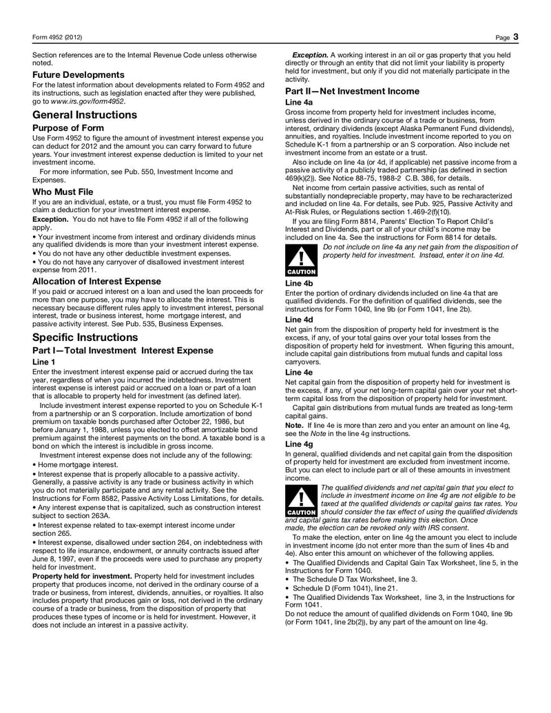 Large thumbnail of Form 4952 - Jan 2012