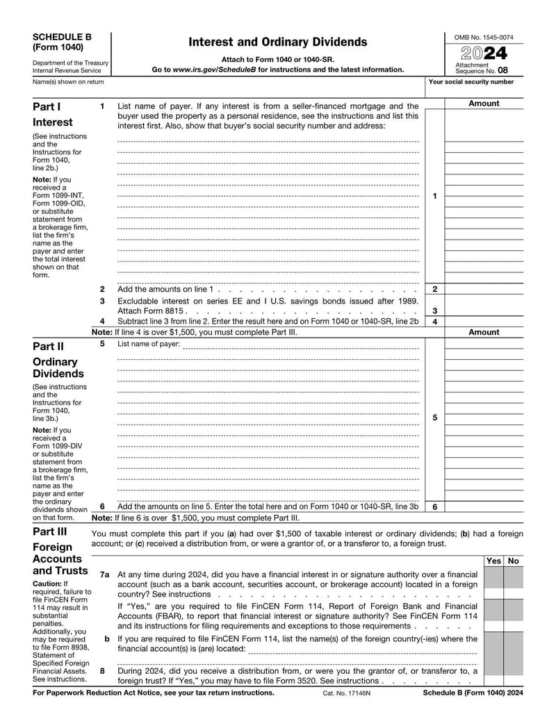 Large thumbnail of Schedule B (Form 1040) - 2024