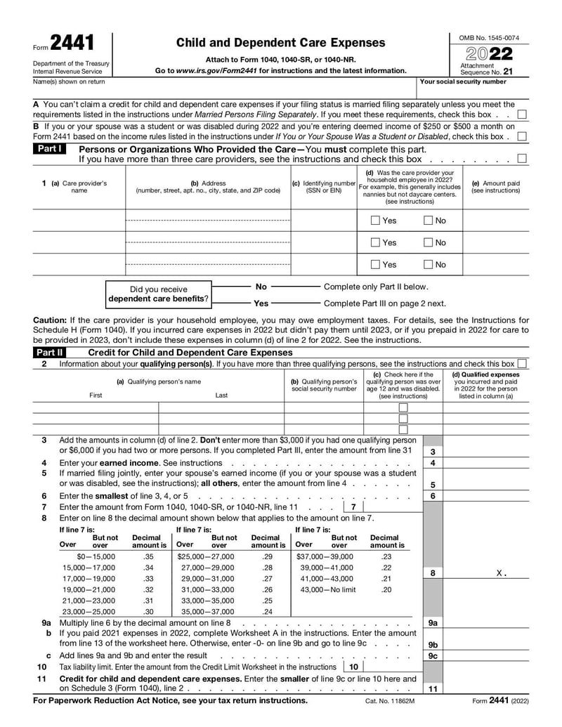 Large thumbnail of Form 2441 - Jan 2022