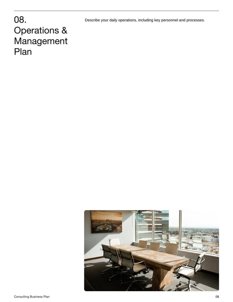 Consulting Business Plan Template for planning a consulting firm's services and operations