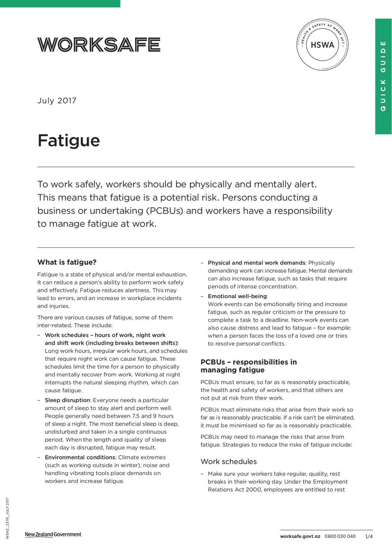 Large thumbnail of Worksafe Fatigue Guide - Jul 2017
