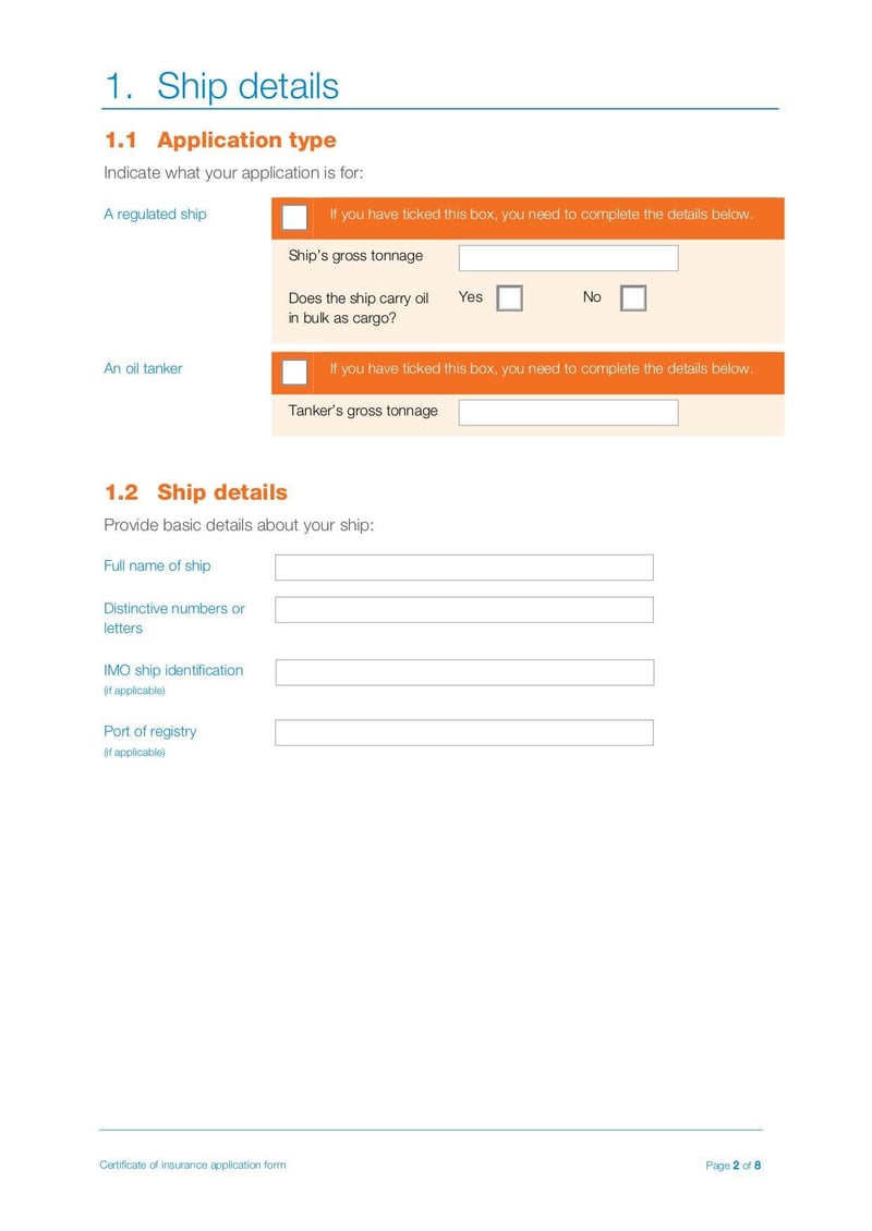 Large thumbnail of Certificates of Insurance Application Form for Oil Tankers and Ships - Jun 2020