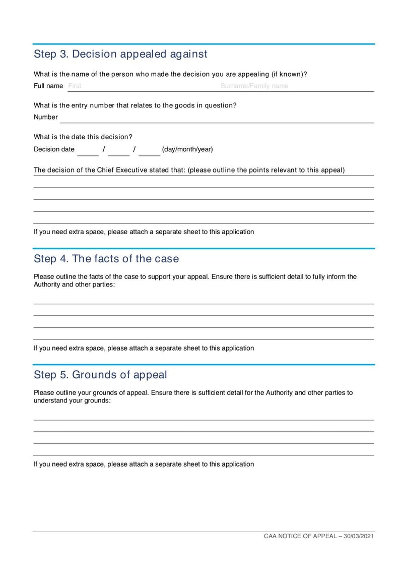 Large thumbnail of CAA Notice of Appeal Form - Mar 2021