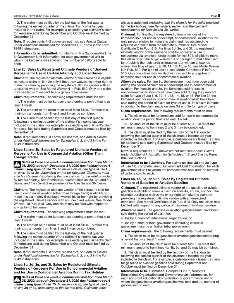 Large thumbnail of Schedule 2 (Form 8849) - May 2020