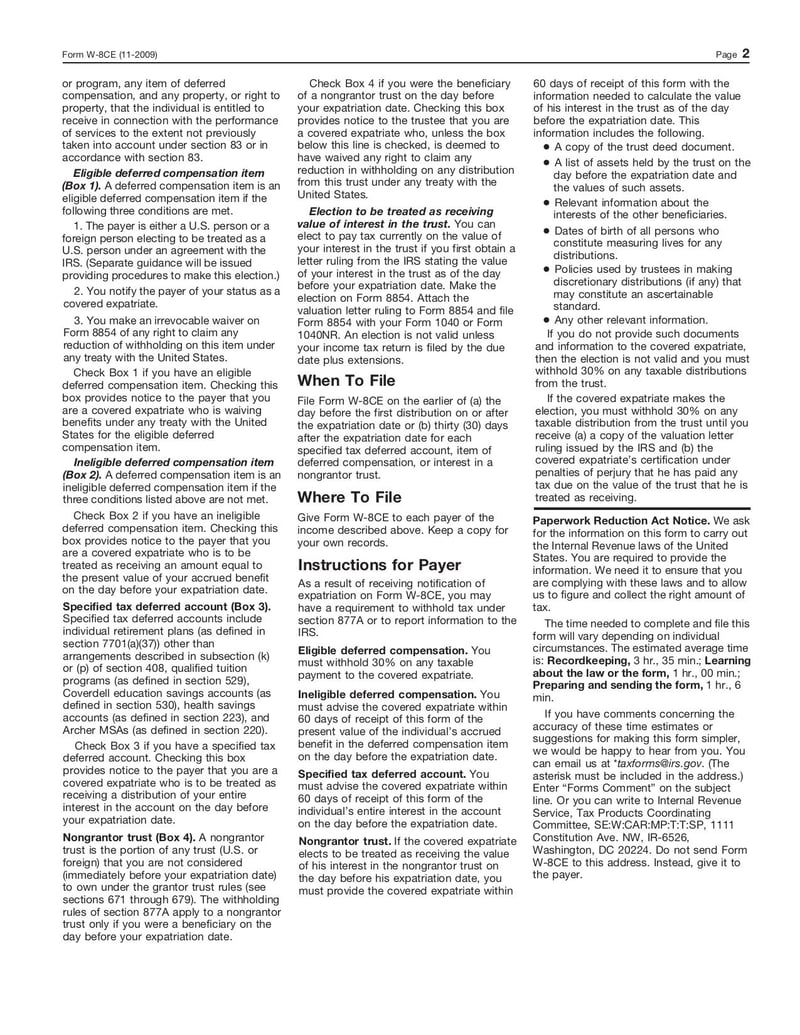 Large thumbnail of Form W-8CE - Nov 2009