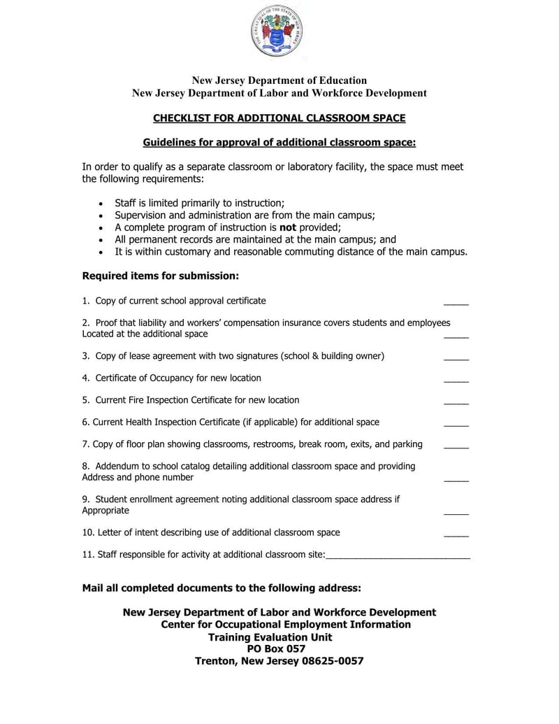 Large thumbnail of New Jersey Checklist for Additional Classroom Space
