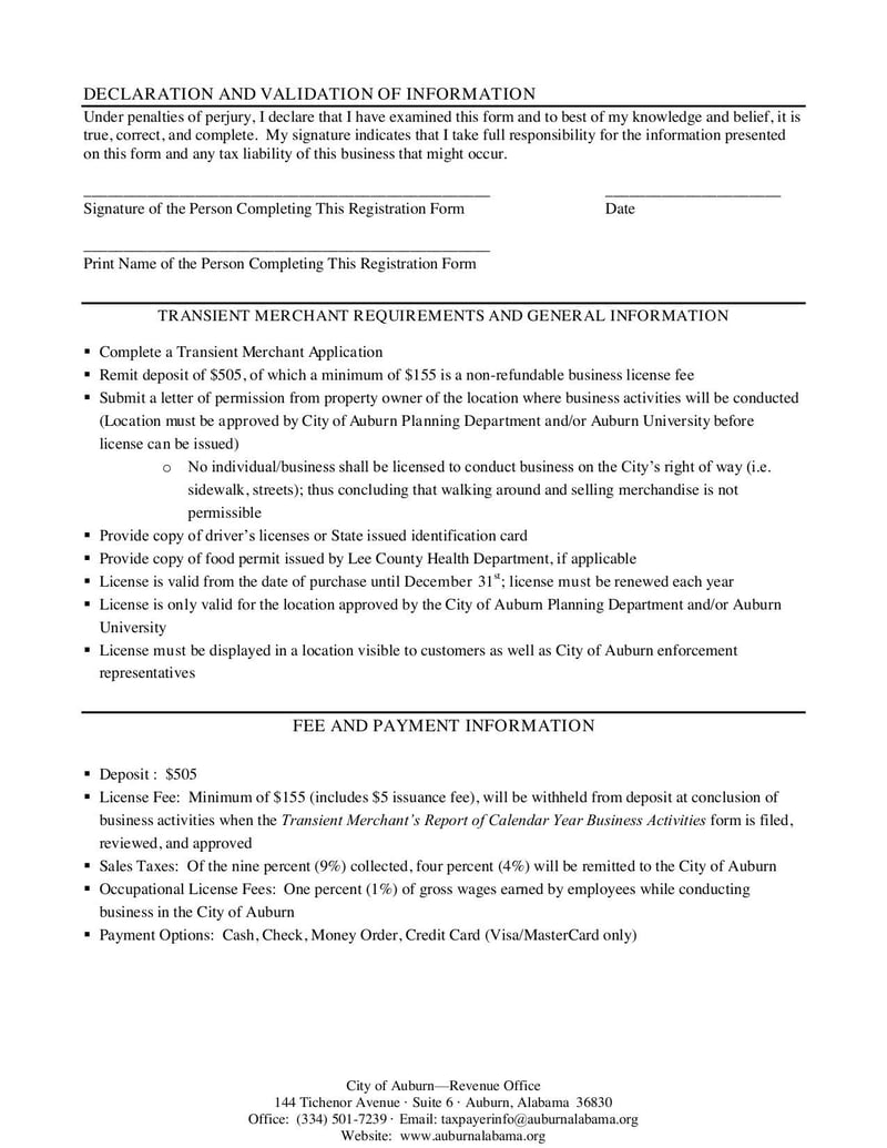 Large thumbnail of Application for Transient Merchant License - Jan 2021