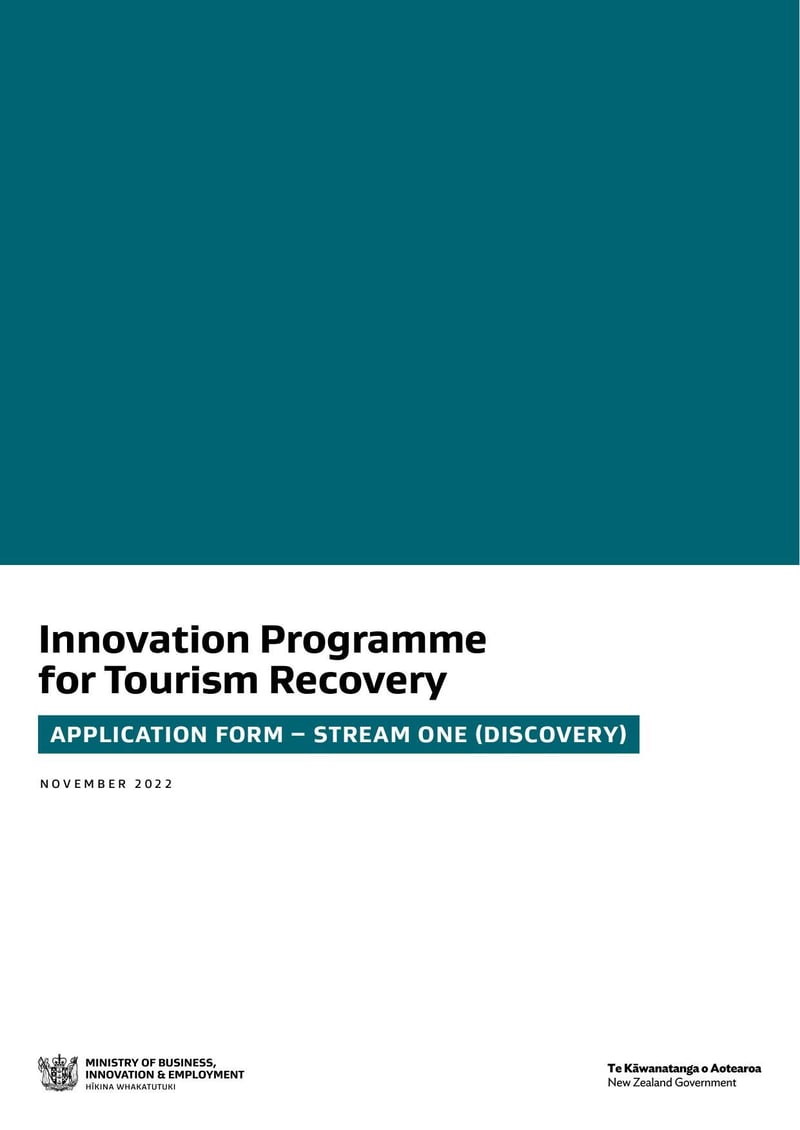 Thumbnail of Innovation Programme for Tourism Recovery Application Form - Nov 2022 - page 0