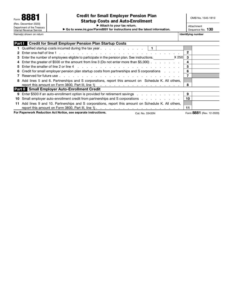 Large thumbnail of Form 8881 - Dec 2020