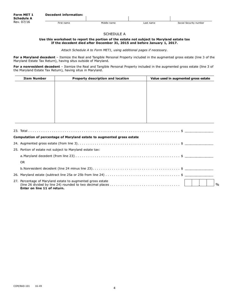 Large thumbnail of Maryland Estate Tax Return - Sep 2017