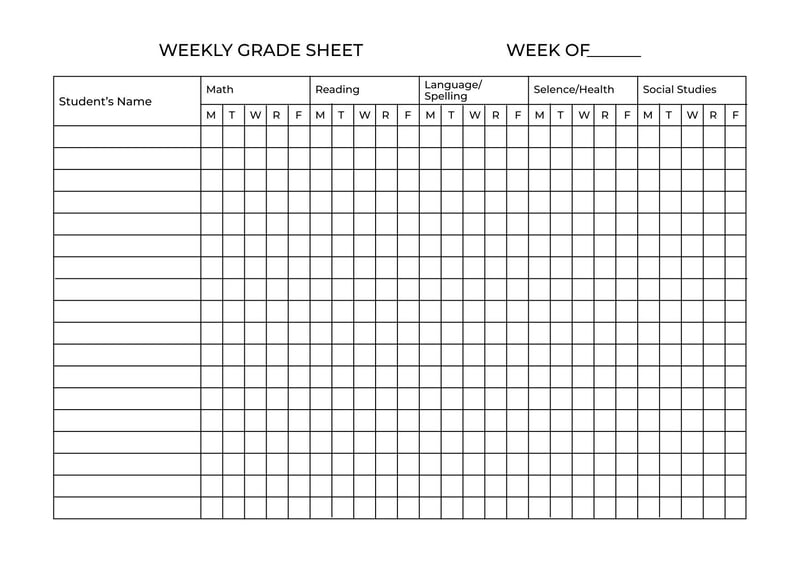 Large thumbnail of Weekly Grade Template