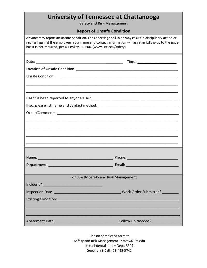 Large thumbnail of University of Tennessee at Chattanooga Report of Unsafe Condition