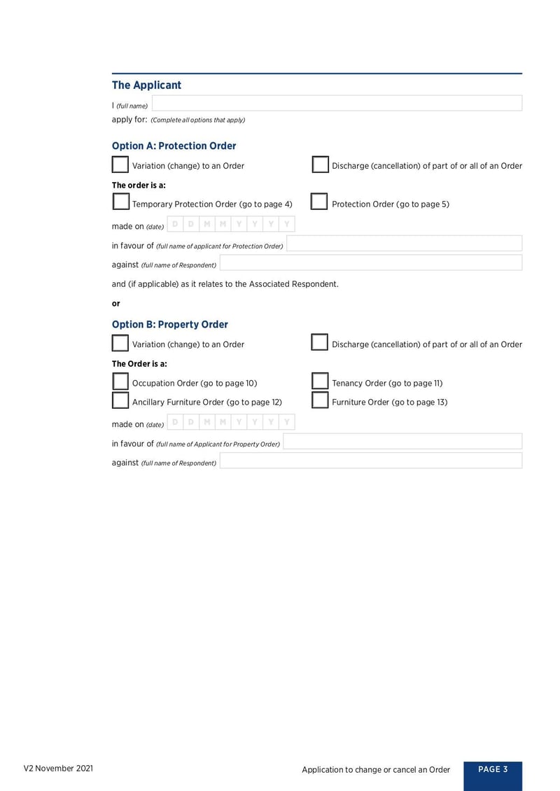 Large thumbnail of Application to Change or Cancel an Order - May 2022