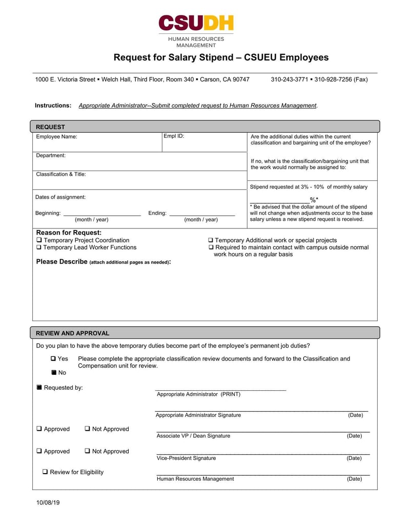 Large thumbnail of CSUDH Request for Salary Stipend