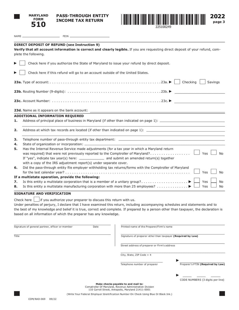 Large thumbnail of Maryland Form 510 - Jan 2023