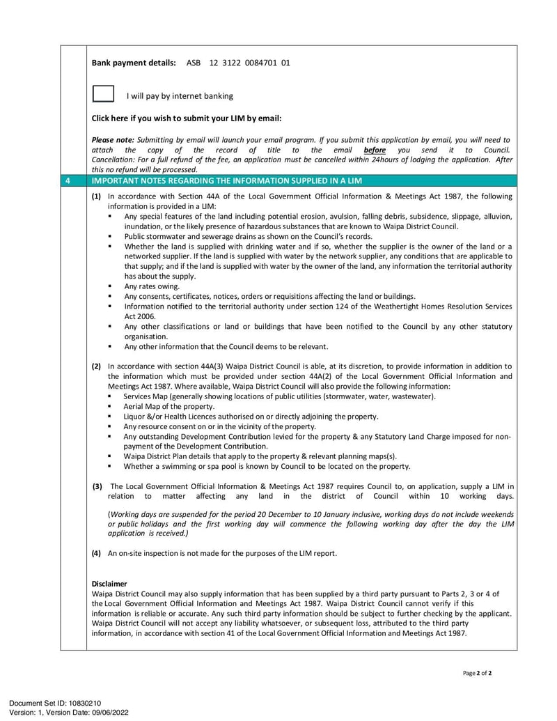 Large thumbnail of Application for Land Information Memorandum - Jun 2022