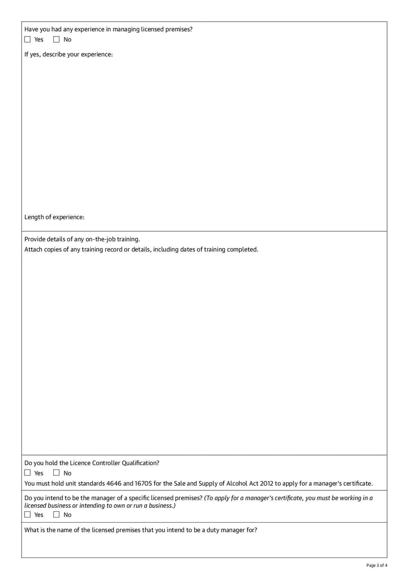 Thumbnail of Application for a New Manager’s Certificate Form - Jan 2022 - page 2