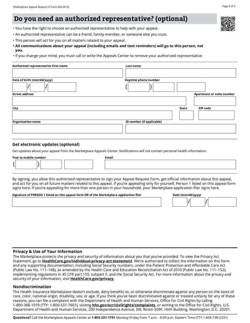 Thumbnail of Marketplace Appeal Request D Form - Jun 2019 - page 5