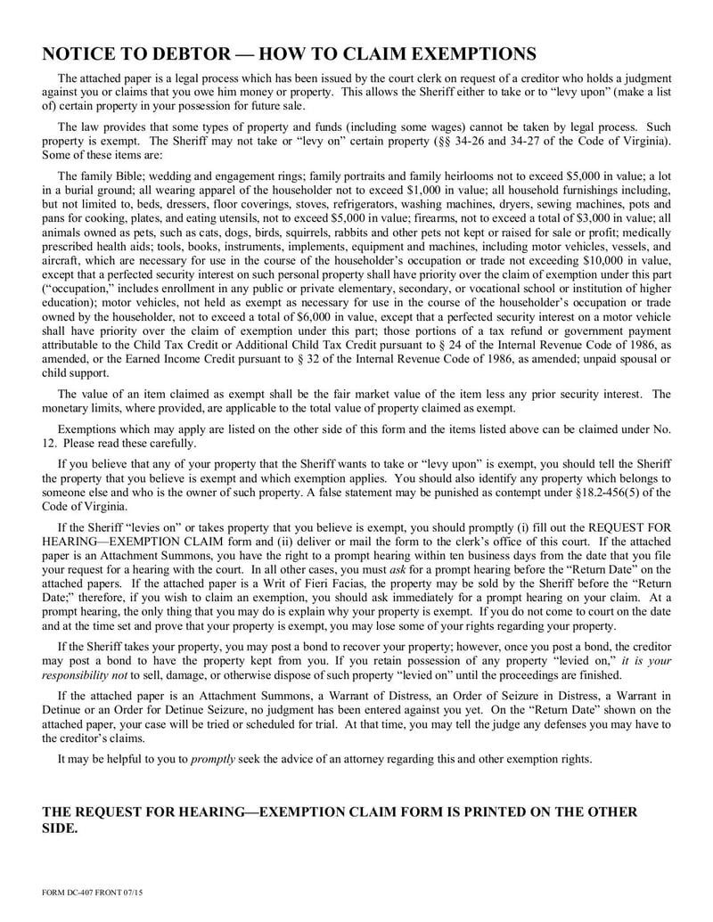 Large thumbnail of Form DC-407 - Jul 2023