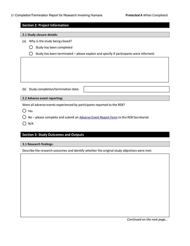 Large thumbnail of Completion/Termination Report for Research Involving Humans - Mar 2022