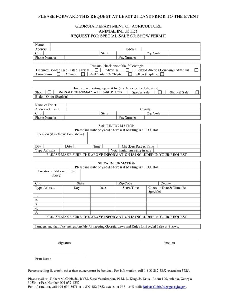 Large thumbnail of Request for Special Sale or Show Permit - Jan 2016