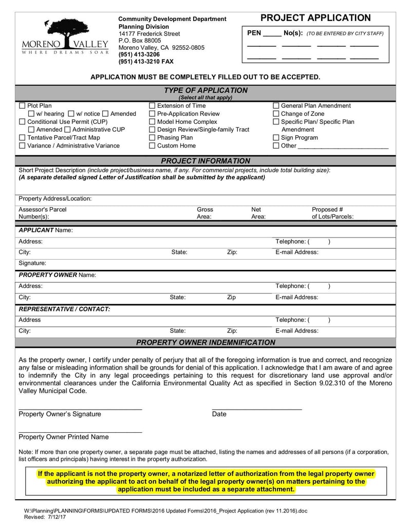 Large thumbnail of Community Development Department Project Application - Jul 2017