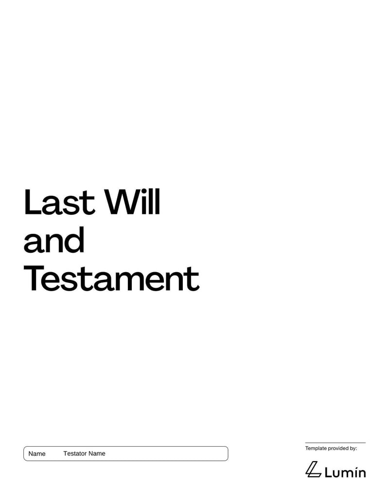 Last Will and Testament for declaring asset distribution and guardianship after death