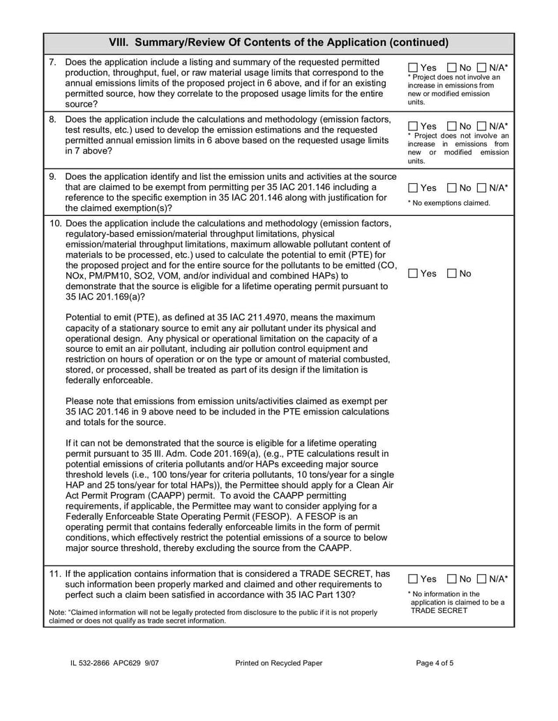 Large thumbnail of APC629 - Application for a Construction and/or Operating Permit for a Lifetime Source - Oct 2007