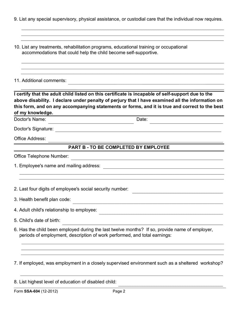 Large thumbnail of SSA-604 Certificate of Incapacity - Dec 2012