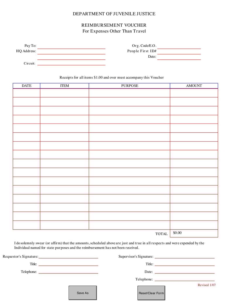 Large thumbnail of Reimbursement Voucher - Expenses Other than Travel - Jun 2013