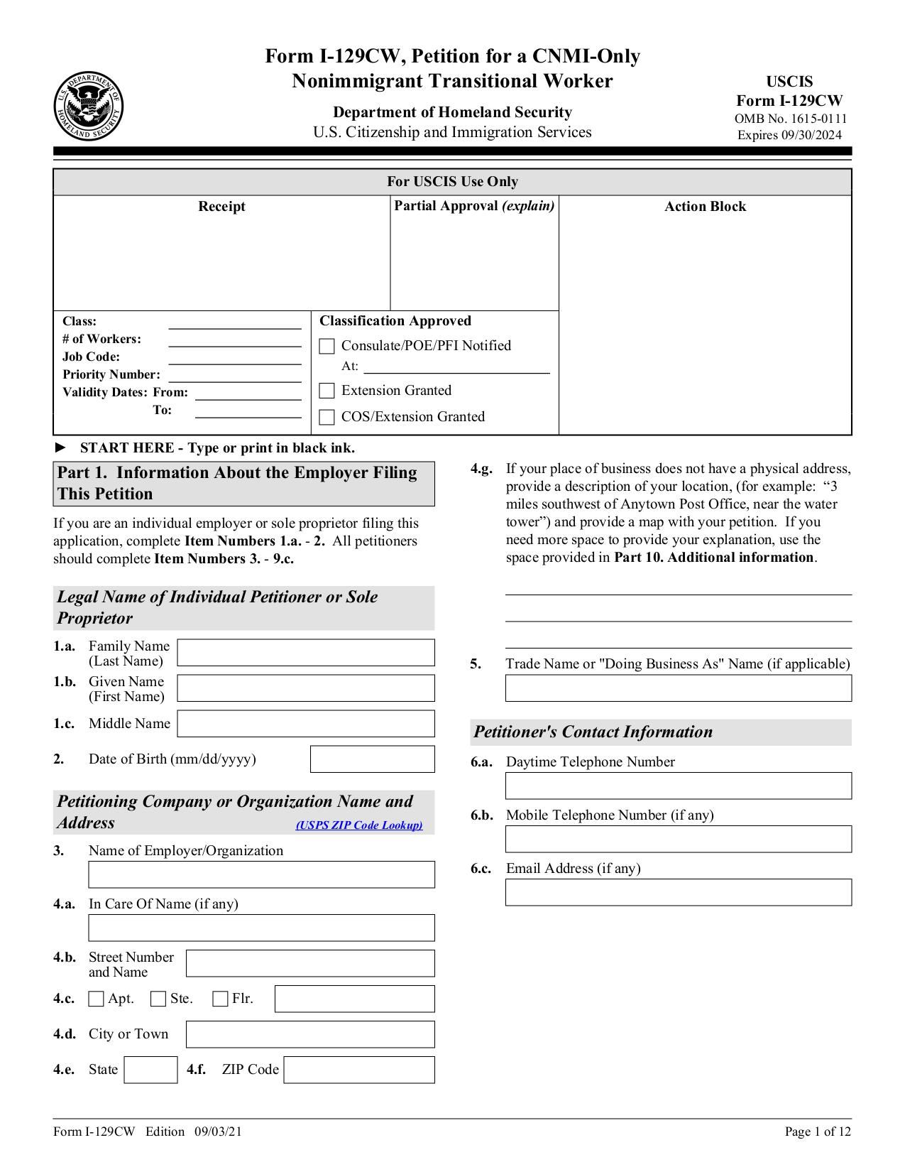 Form I-129CW | Fill and sign online with Lumin
